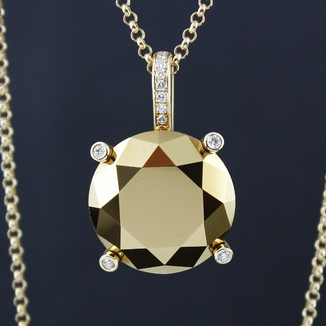 (image for) UNWORN CHOPARD 18K YELLOW GOLD CHAIN AND TITAN TREATED GOLDEN DIAMOND PENDENT / 794575-0001